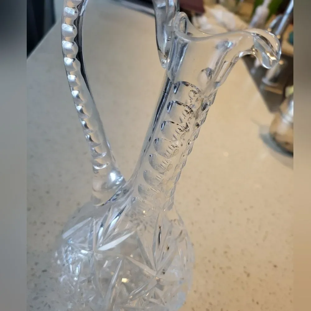 Vintage Cut Crystal Decanter with Stopper & Webb England Crystal Cordial Glasses